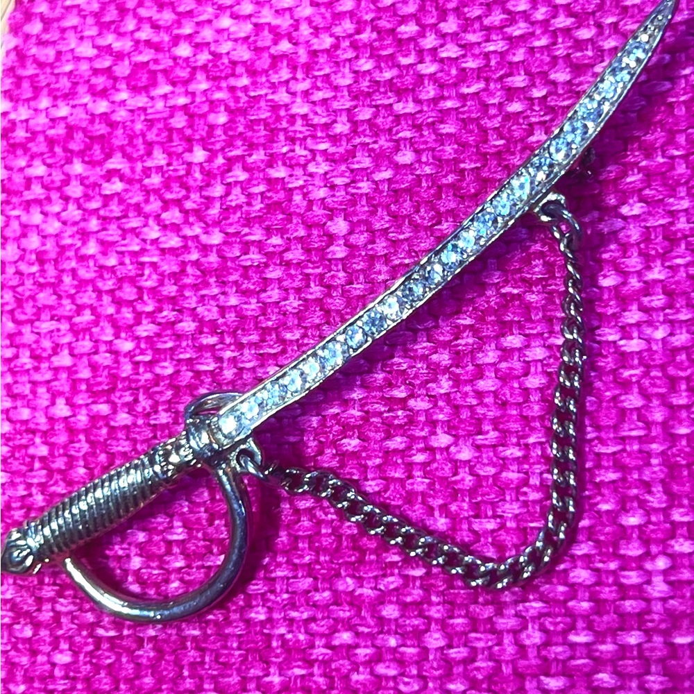 Vintage Rhinestone Sword Brooch - Picture 2 of 2
